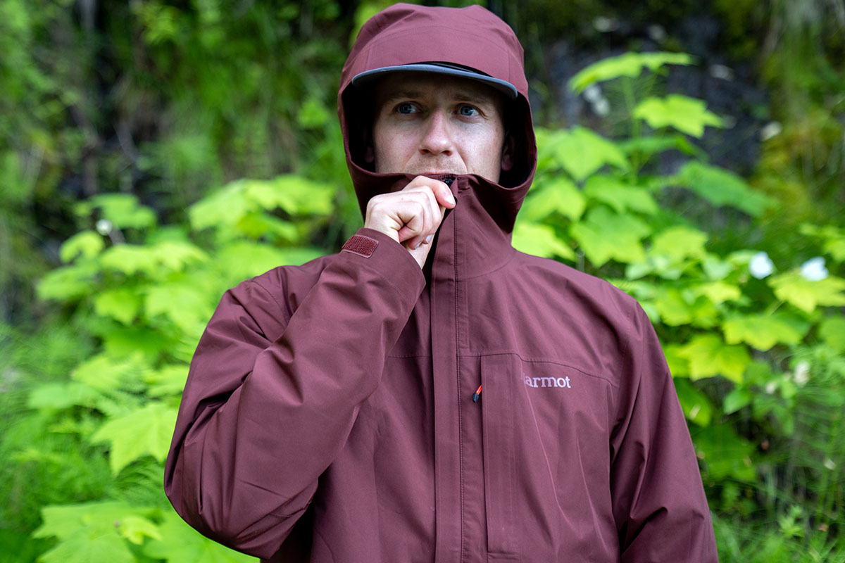 Rain jacket (zipping up Marmot Minimalist)