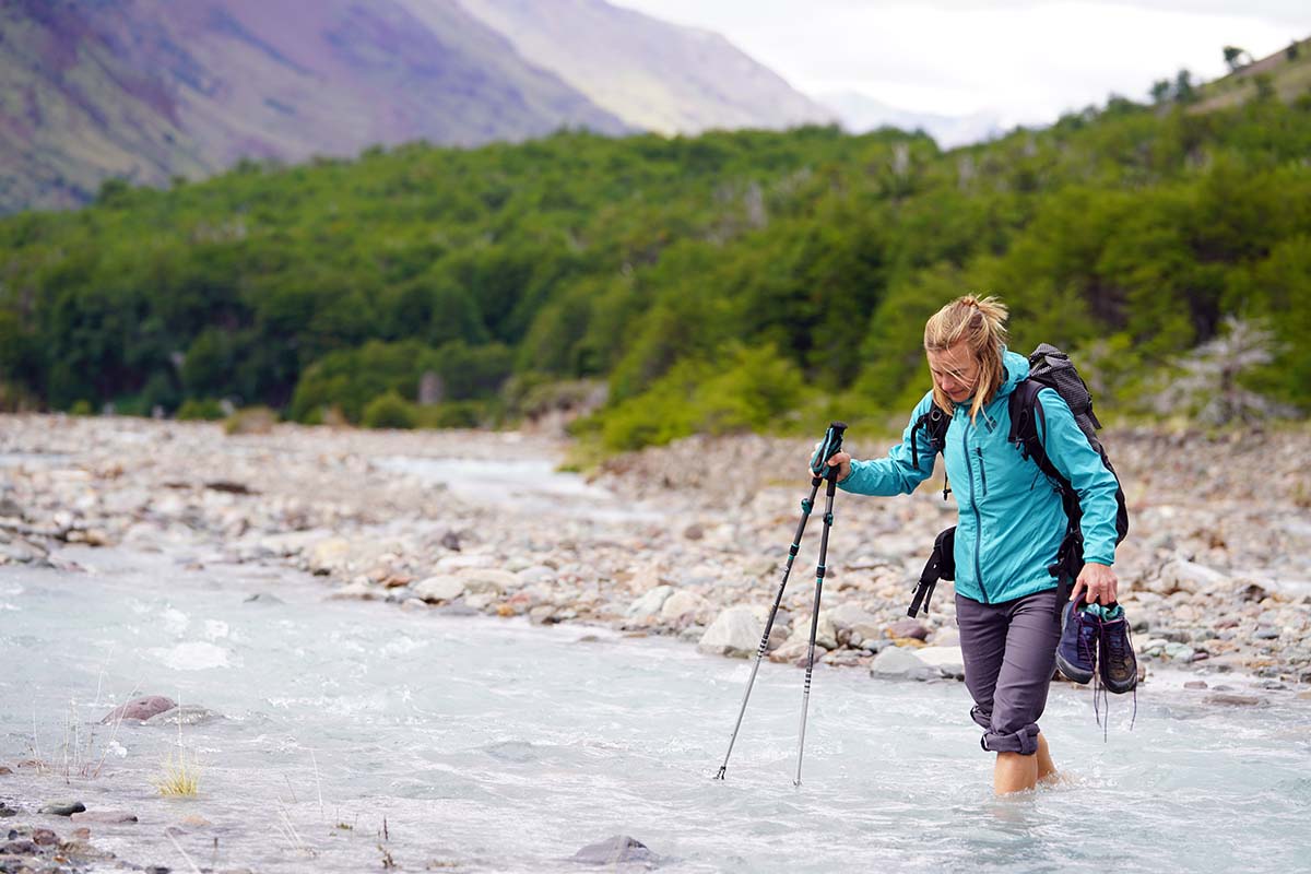 Trekking poles (wading through river in Patagonia)