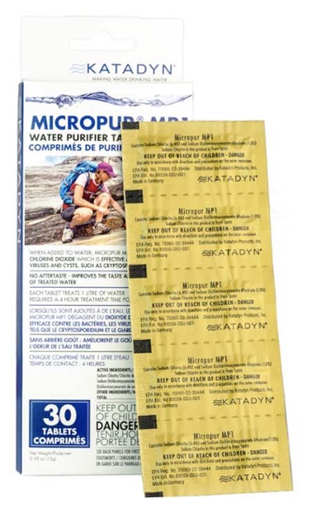 Katadyn Micropur MP1 chemical water treatment for backpacking