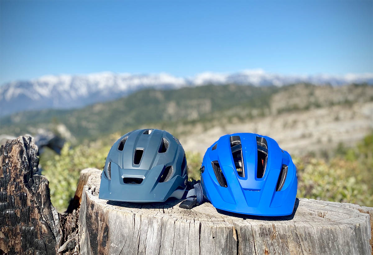 Mountain bike helmets (Giro Source and Manifest side by side)