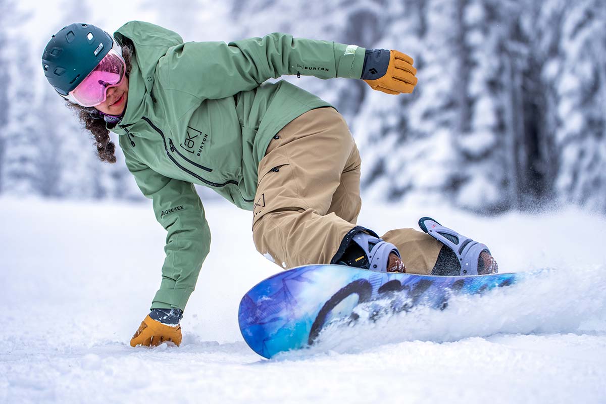 Snowboarding in the Smith Vantage MIPS helmet