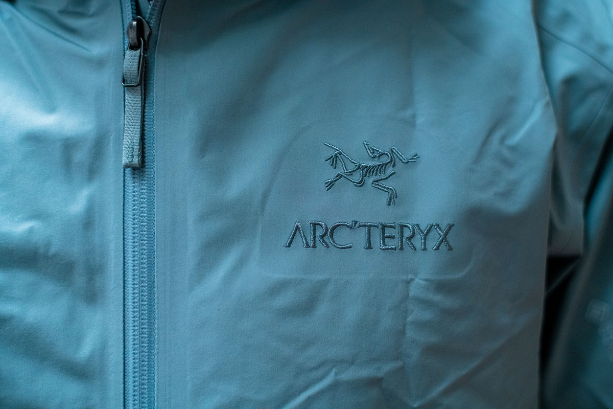 Arc'teryx Beta LT hardshell jacket (logo closeup)