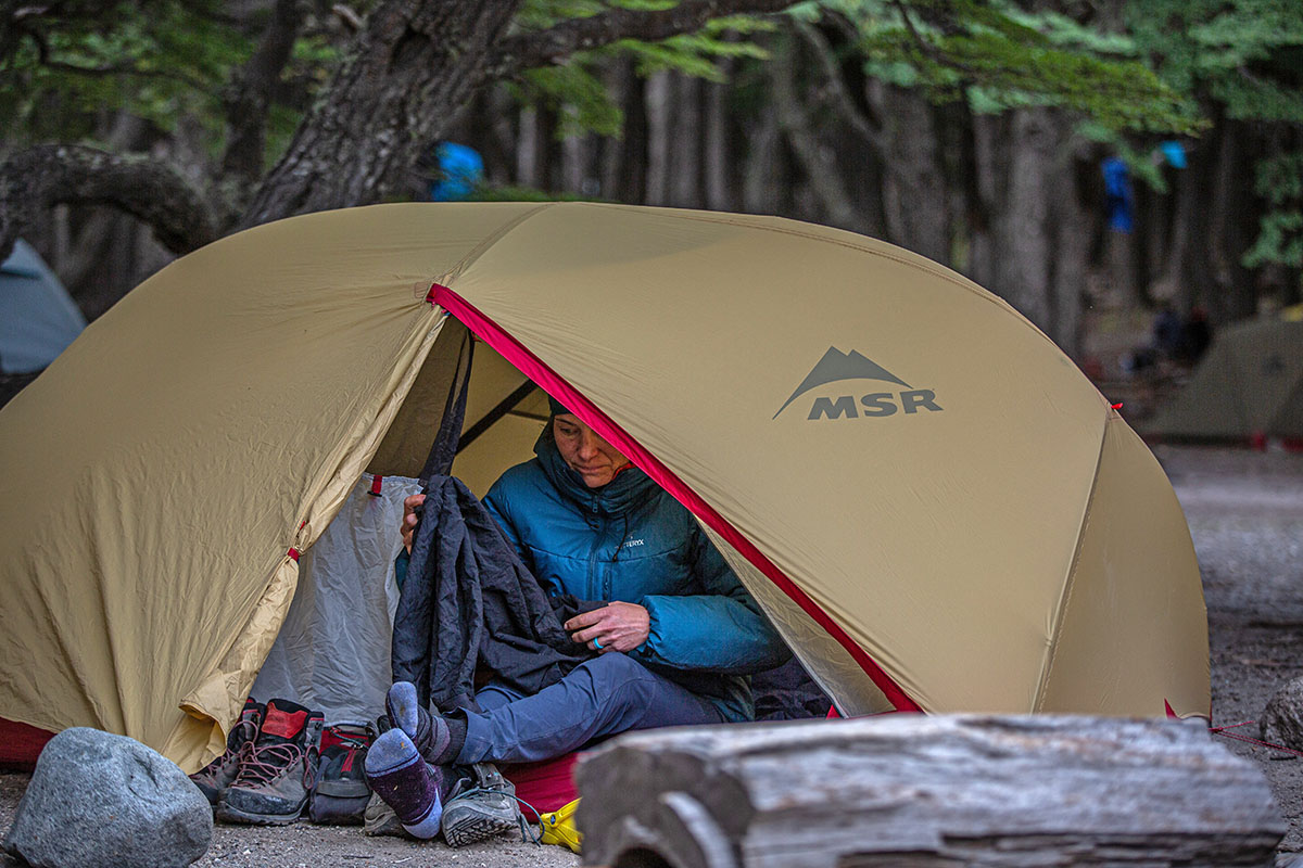 ​​MSR Hubba Hubba backpacking tent (vestibule space)