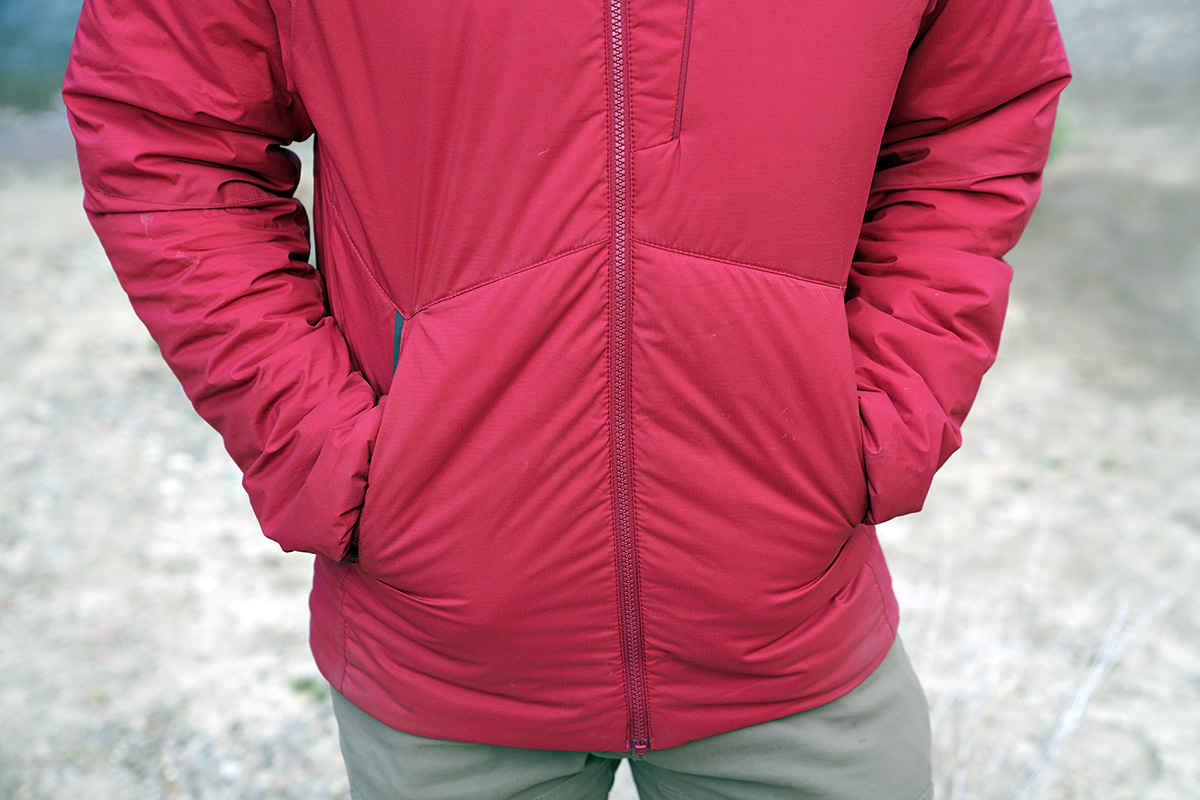 Outdoor Research Refuge Hooded synthetic jacket (hands in pockets)
