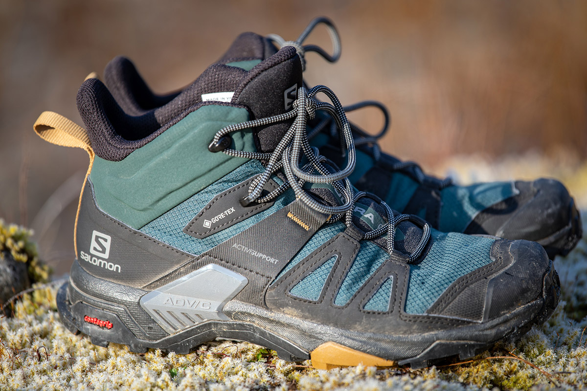Best hiking footwear brands (Salomon X Ultra 4 Mid GTX closeup)