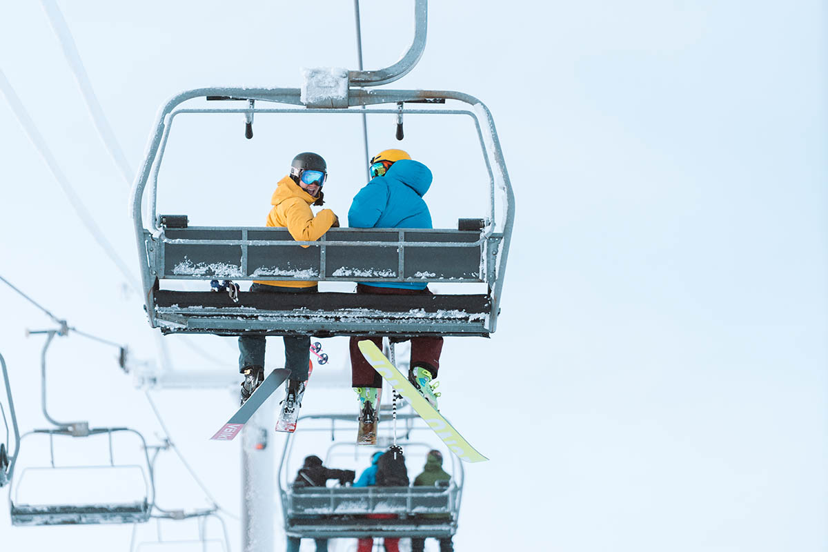 Ski jackets (sitting on chairlift)