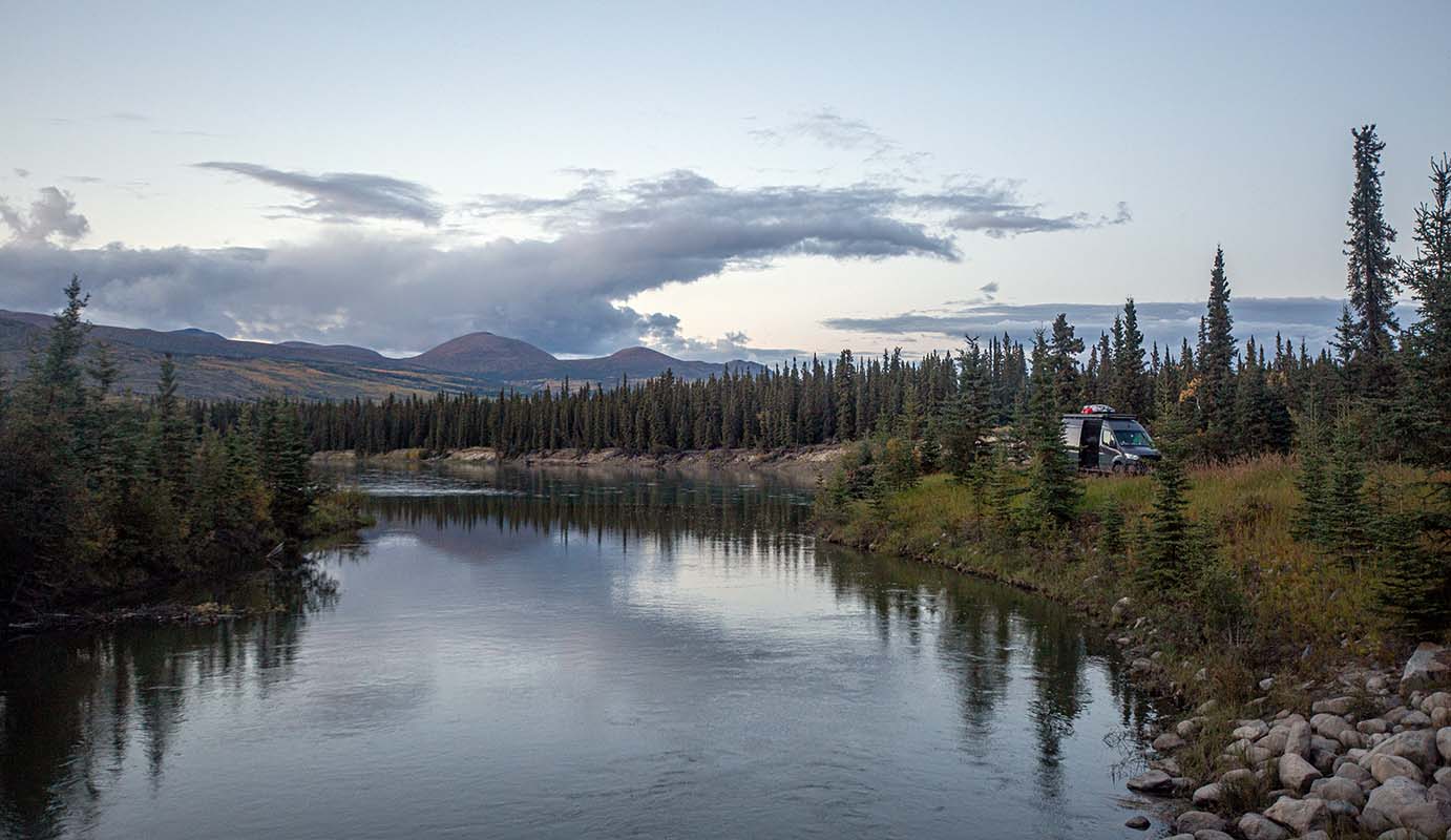 4x4 Sprinter van next to river (Klondike Highway Yukon Territory)
