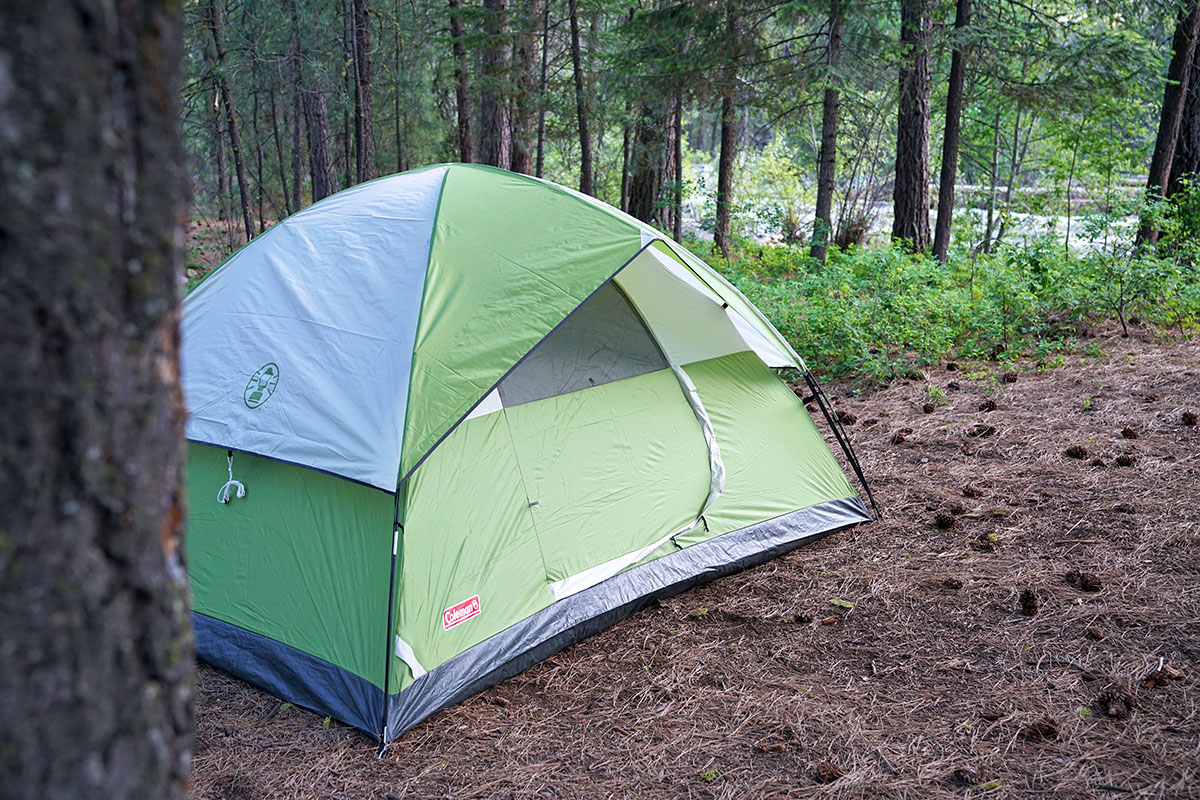 Camping tent (Coleman Sundome at campsite)