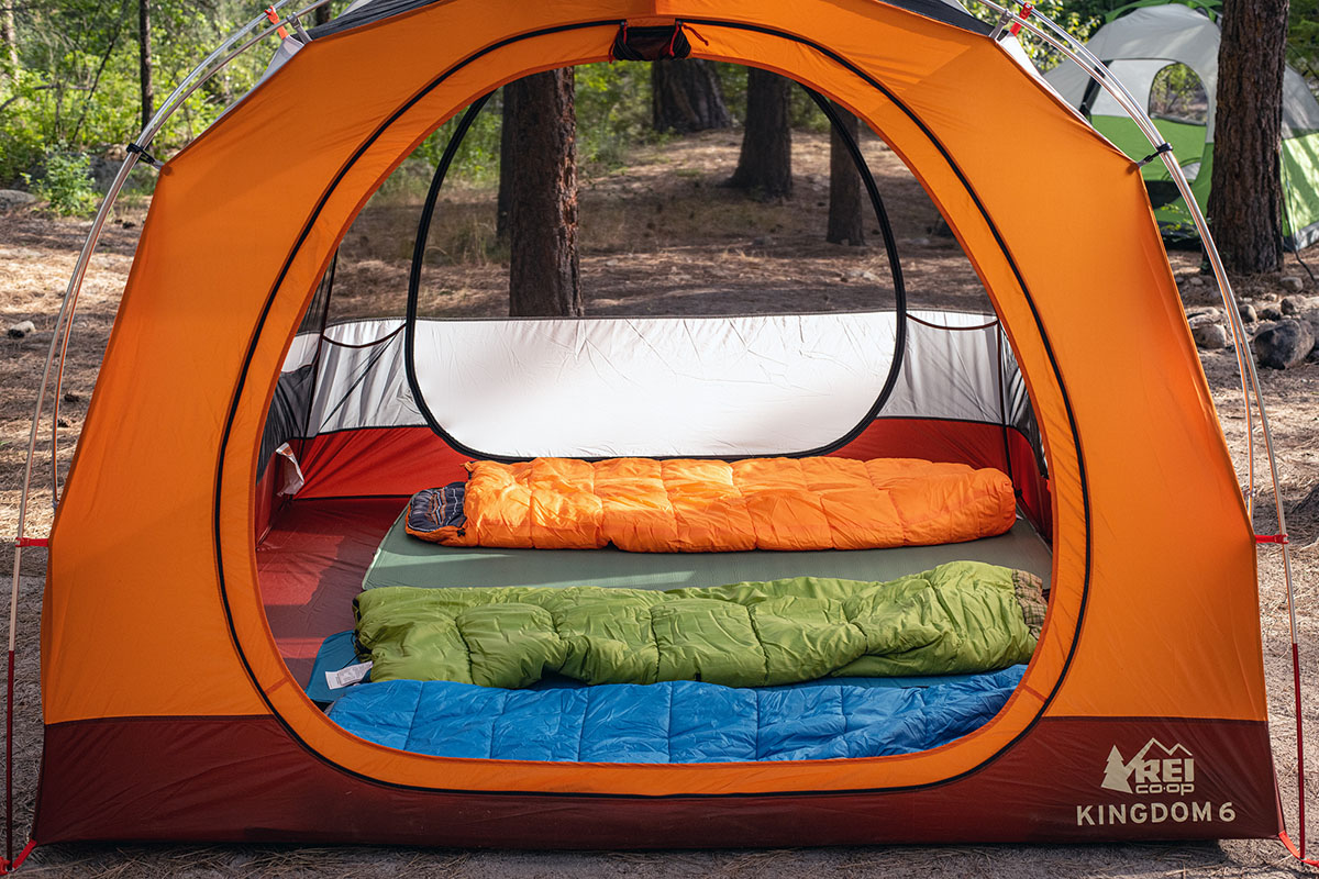 Camping sleeping bags (inside tent)