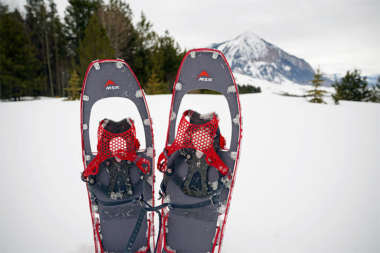 MSR Lightening Ascent Snowshoes (set up in snow)