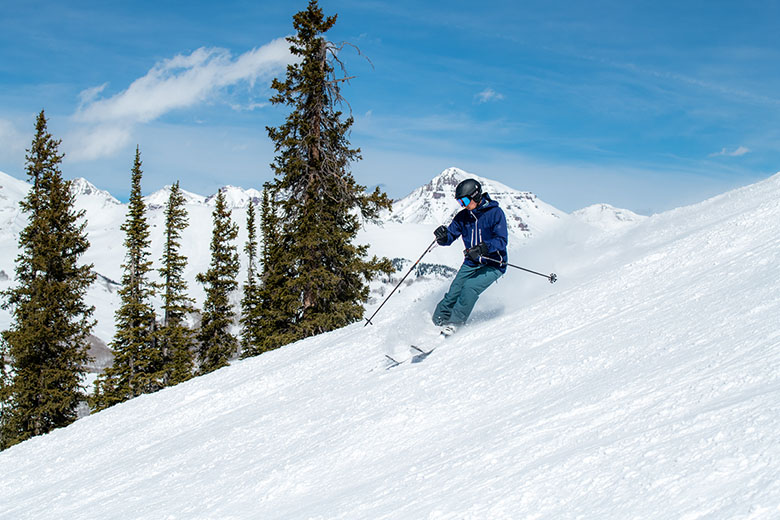 Mammut Stoney ski jacket (mountain backdrop)