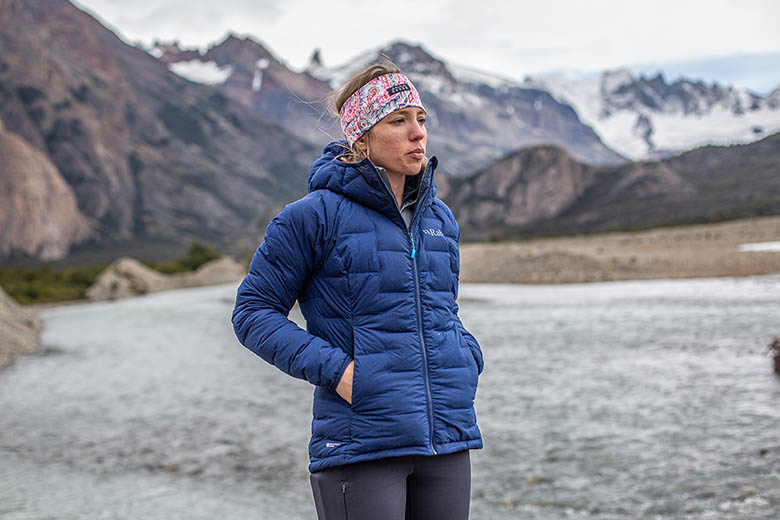 Rab Cubit Stretch Down Hoody (by lake in Patagonia)