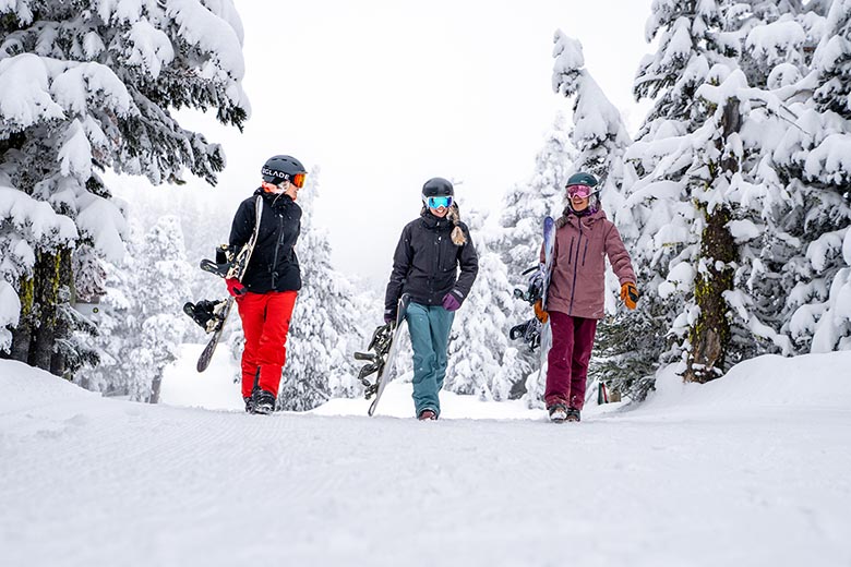 Snowboard gear (group shot in forest)