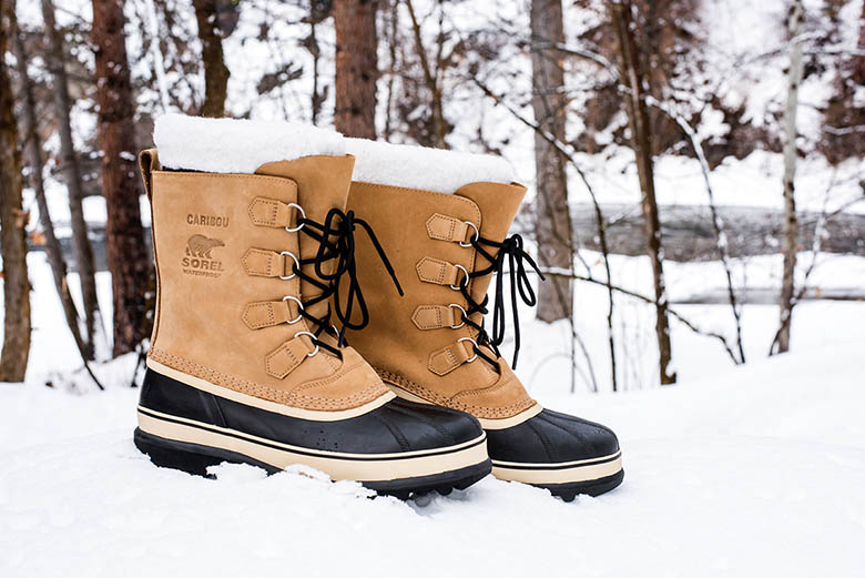 Winter Boots (Sorel Caribou in snow)