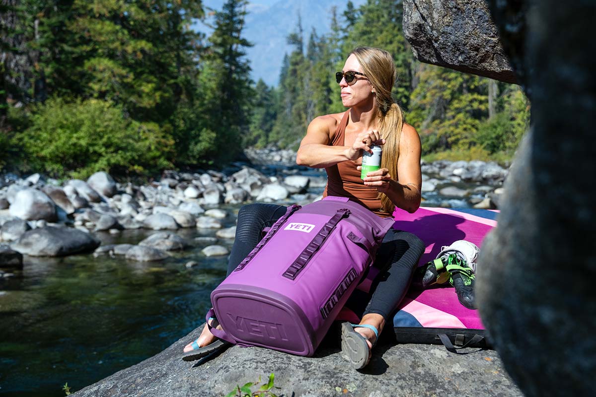 Backpack cooler (sitting on rock with Yeti Hopper M20)