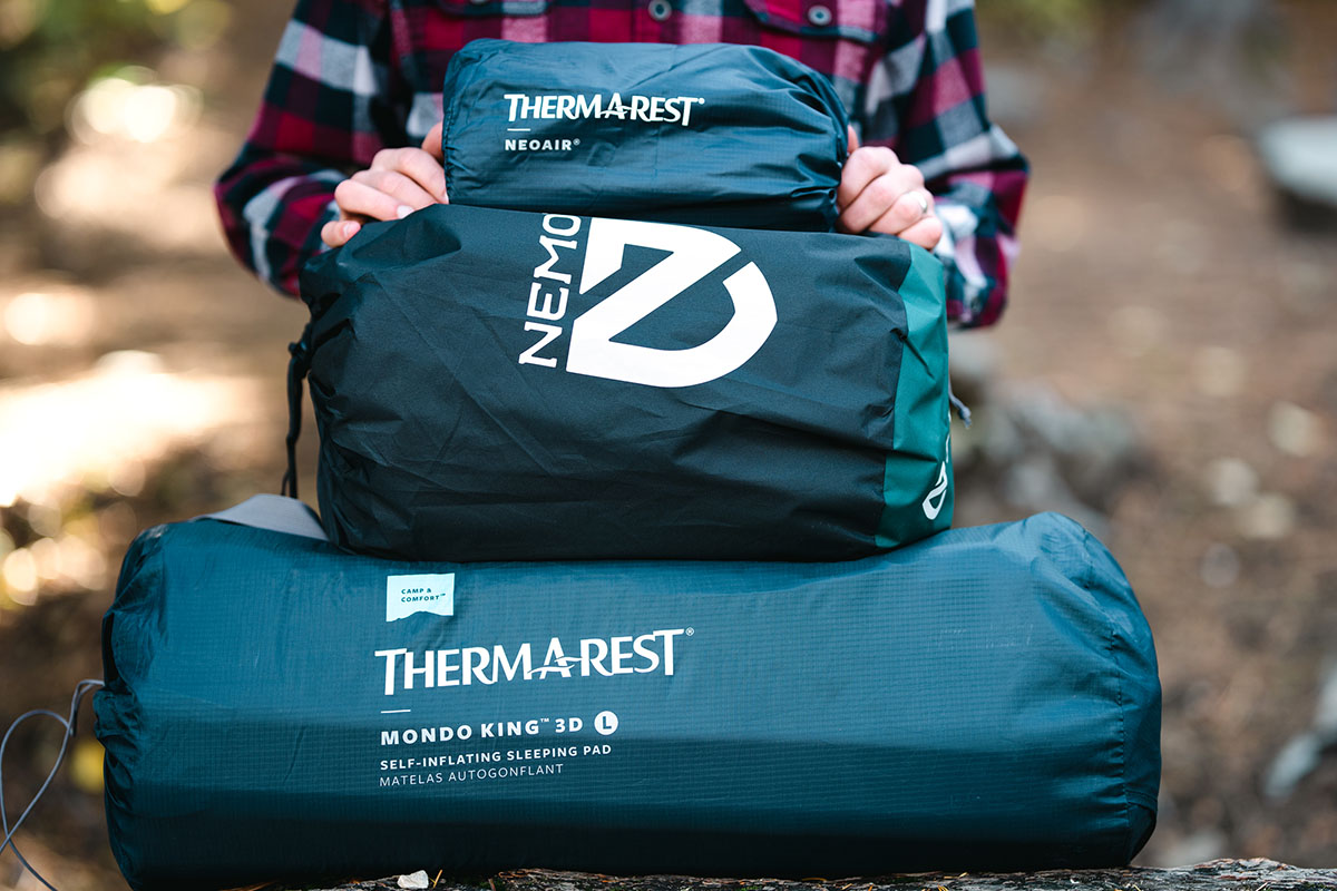 Camping mats (Therm-a-Rest MondoKing%2C Nemo Romer%2C and Therm-a-Rest NeoAir packed size)