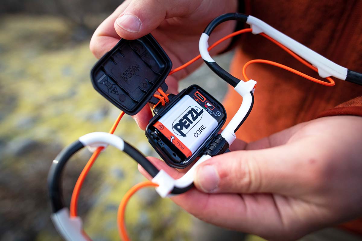 CORE battery pack on Petzl Iko Core headlamp