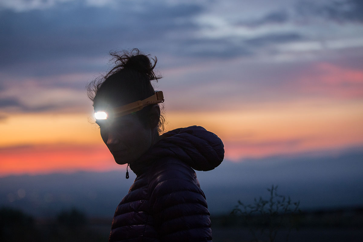 Headlamp (BioLight 330 on at sunset)