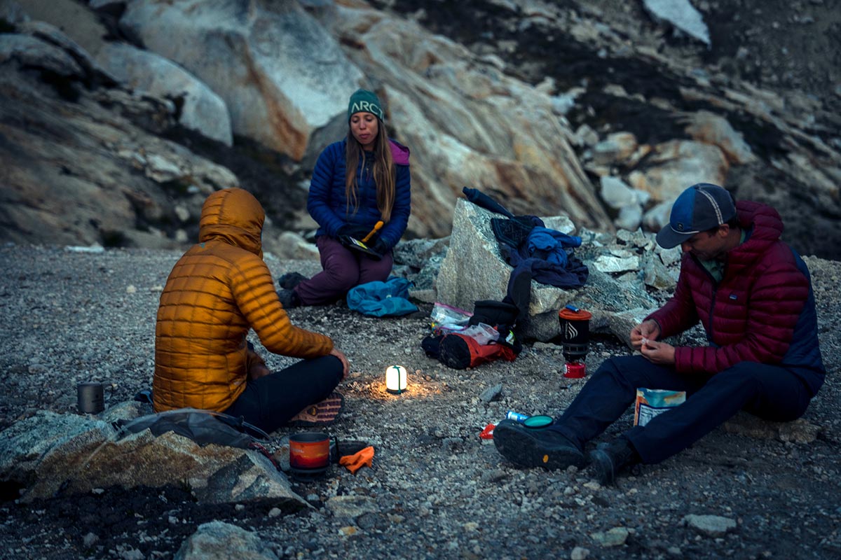 Camping lanterns (BioLite at backpacking campsite)