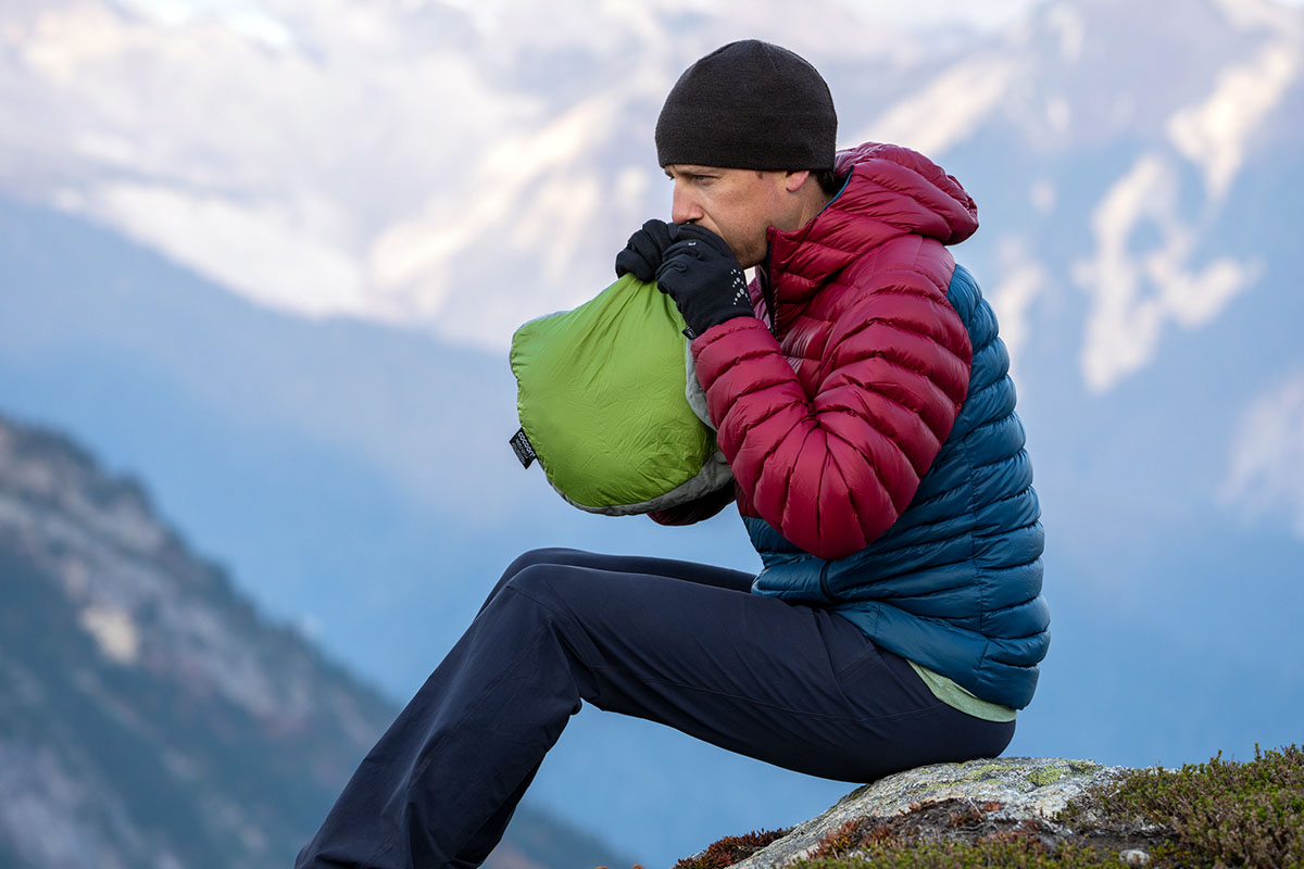 Backpacking pillow (inflating Cocoon Air-Core in backcountry)