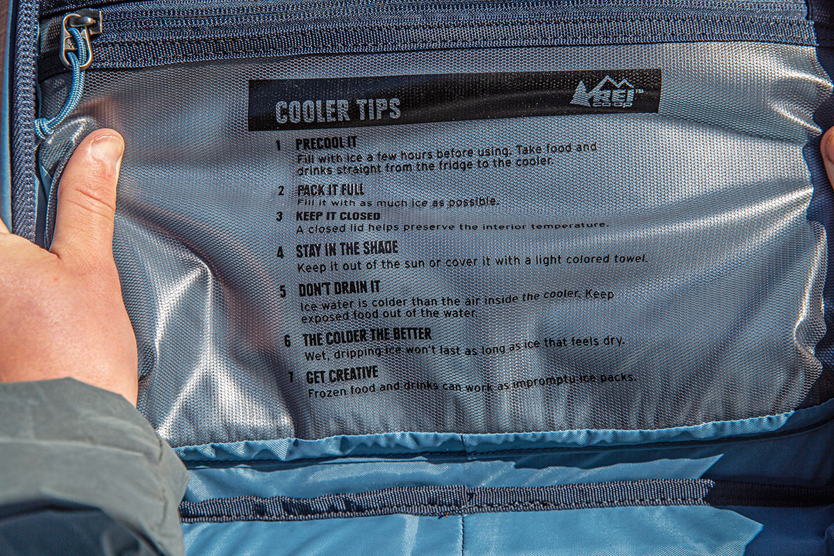 Soft cooler (cooling tips inside REI Cool Haul)