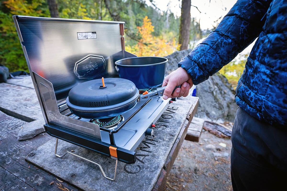 Outdoor mobile kitchen camping stove box table