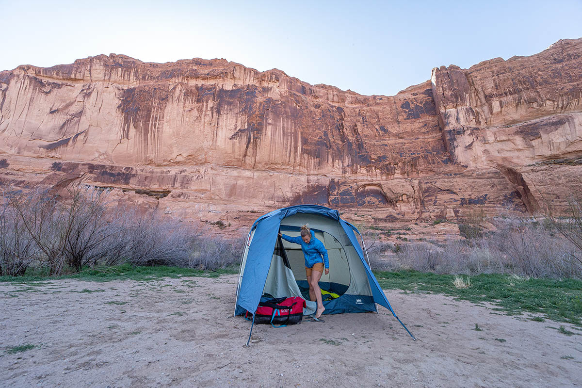 Camping tent (REI Co-op Skyward 4 exiting tent)