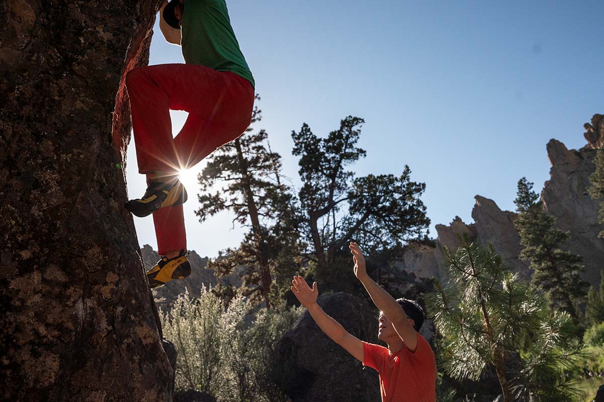 Rock climbing shoes (bouldering in the La Sportiva Skwama)