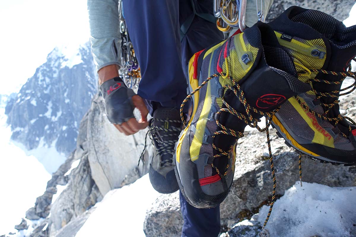 Mountaineering Boots (lightweight La Sportiva Trango Tech GTX hanging)