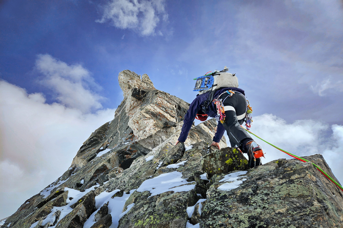 Testing mountaineering boots on technical pitches on Pacific Peak in Colorado