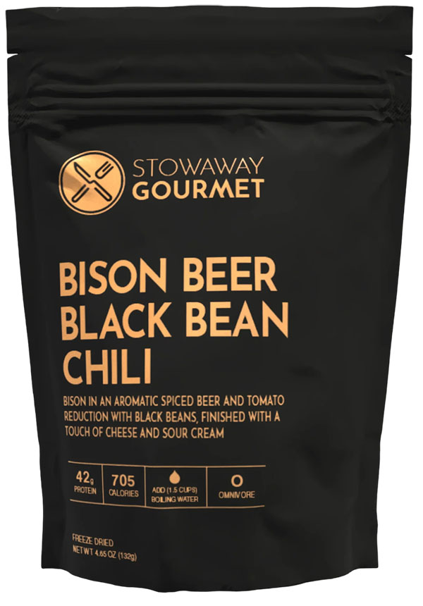 Stowaway Gourmet Bison Beer Black Bean Chili (backpacking meals)