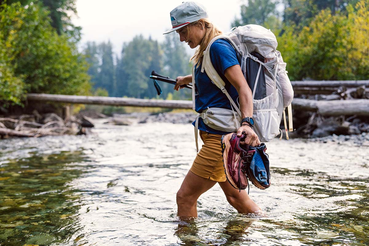 Granite Gear Crown3 backpack (crossing river)