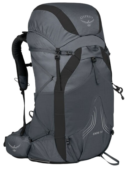 Osprey Exos 58 ultralight backpacking backpack (grey)