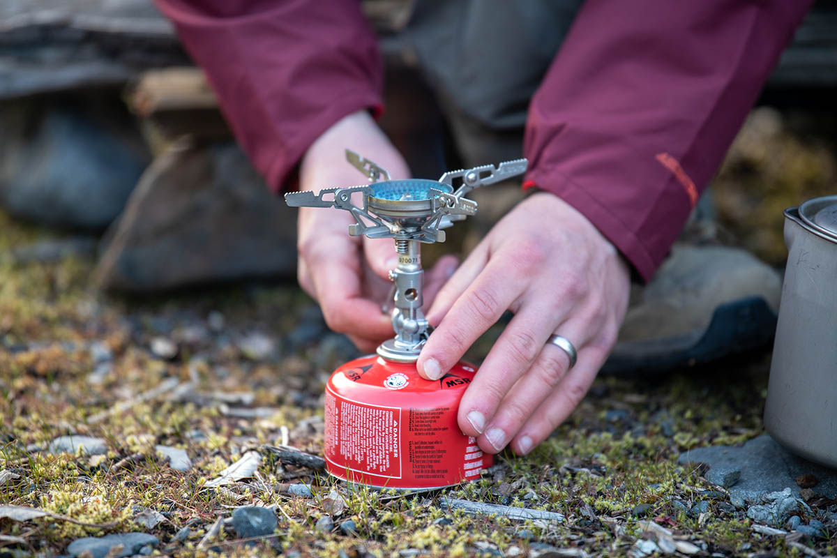 Backpacking stove (adjusting the Soto WindMaster's flame)