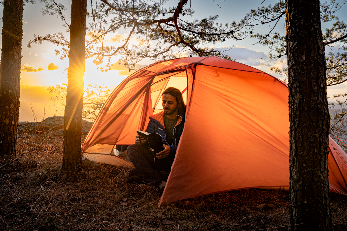 Testing the  Big Agnes Copper Spur backpacking tent on a backpacking trip in Chattanooga