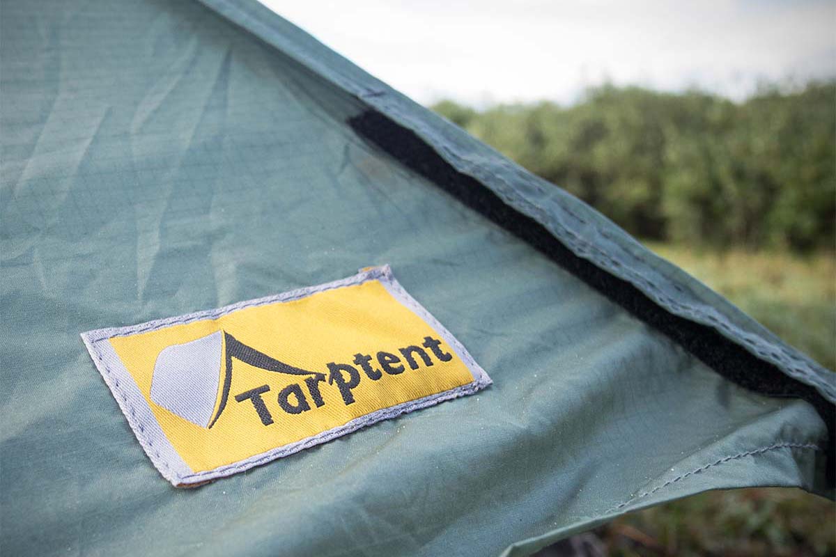 Budget backpacking tent (Tarptent logo closeup)