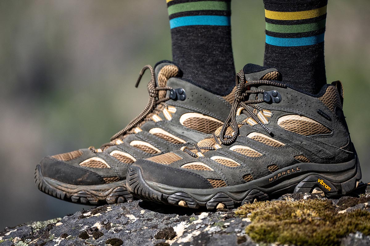 Hiking boots (Merrell Moab 3 Mid closeup)