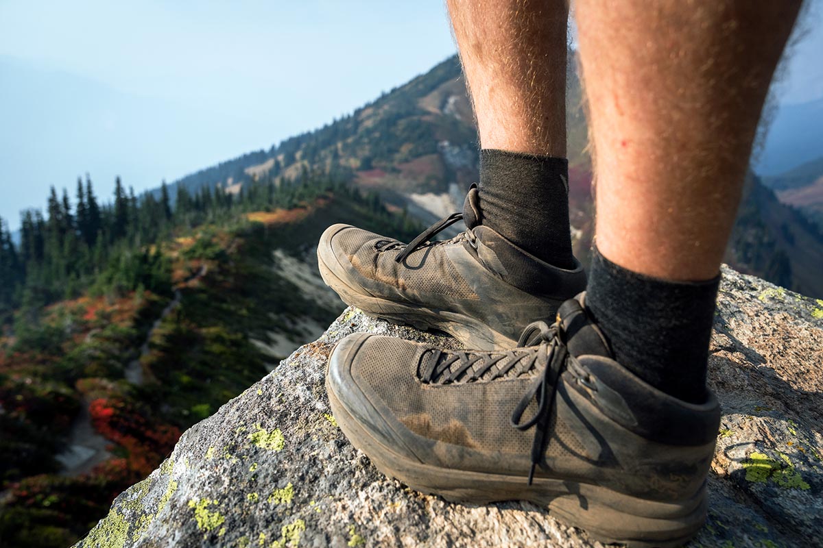 Hiking boots (profile of Arc'teryx Aerios Mid)