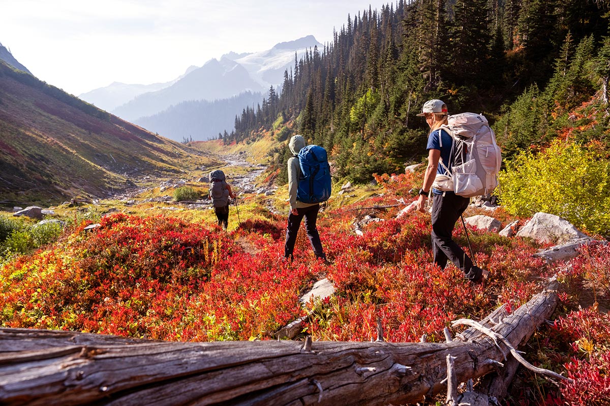 Hiking shoes (group hiking in fall colors)