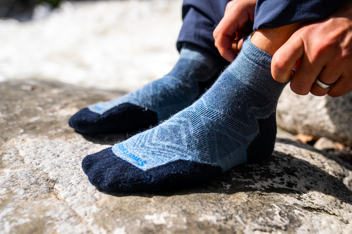 Hiking socks (putting on Smartwool socks)