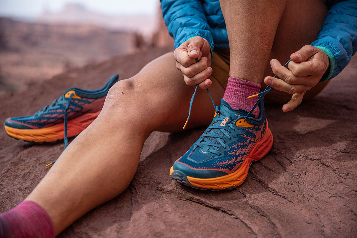 Hiking socks (quarter height socks with Hoka One One trail runners)