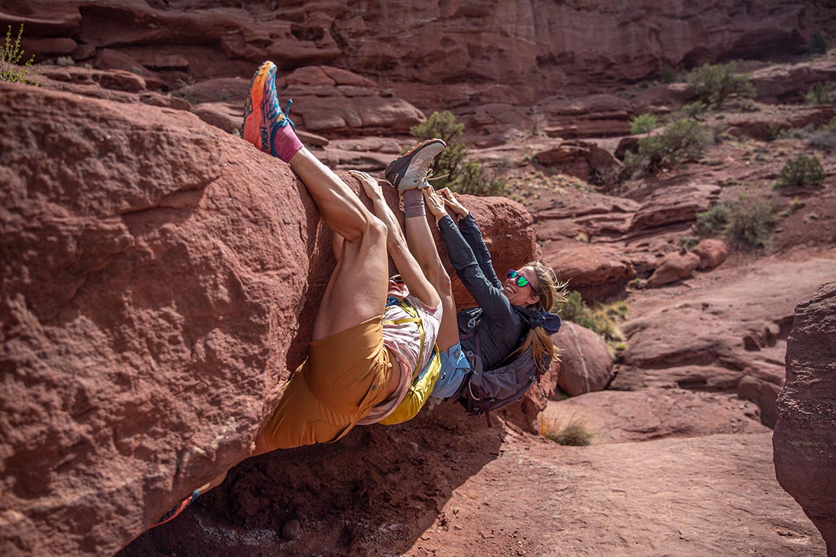 Hiking shorts (heel hooking on rock)