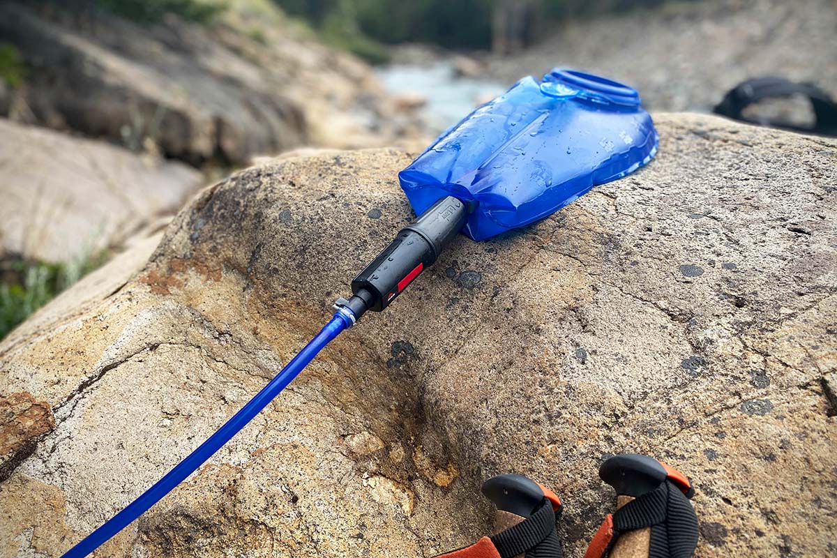 Backpacking Water Filters (MSR Thru Link connected to CamelBak reservoir)