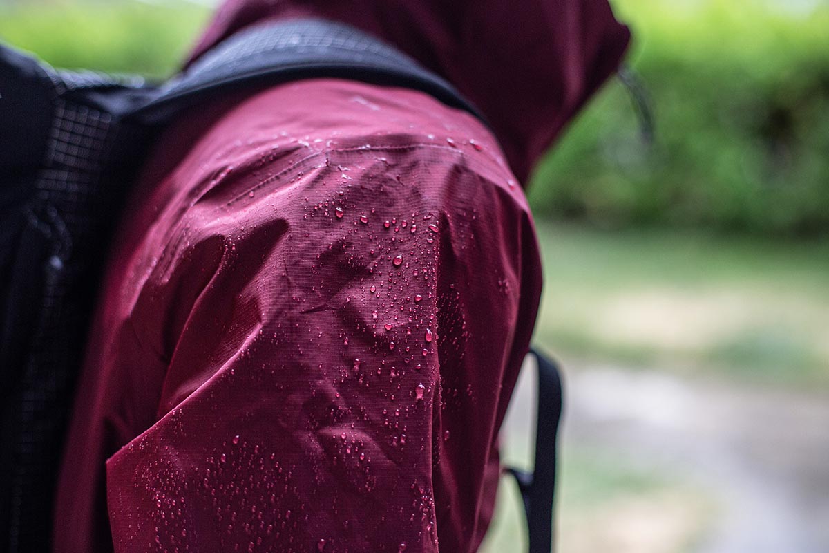 Rain jackets (water beading on Patagonia Torrentshell 3L)
