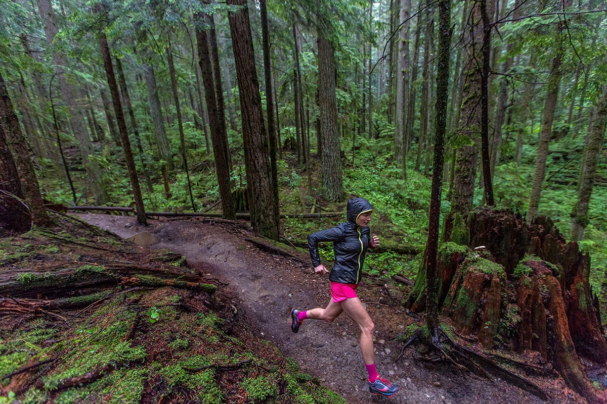 Rain jacket (trail running in the Arc'teryx Norvan SL)