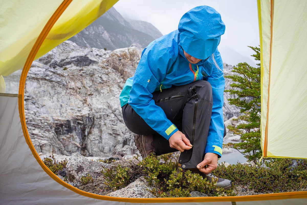 Testing rain pants in Patagonia