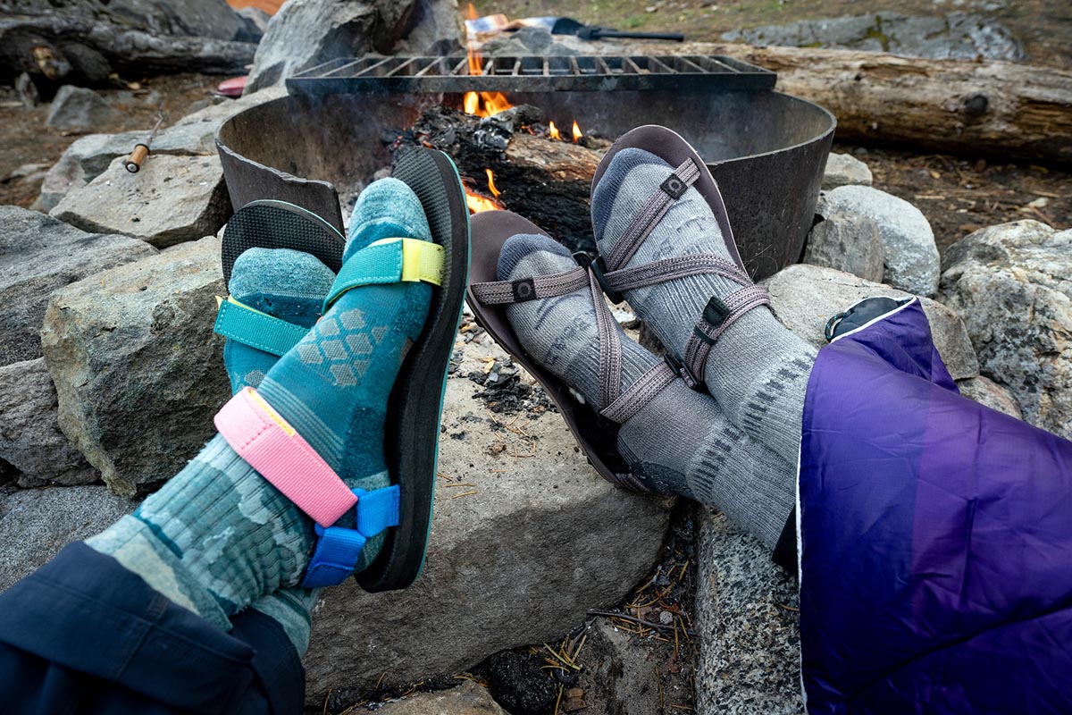 Hiking sandals (wearing with socks)