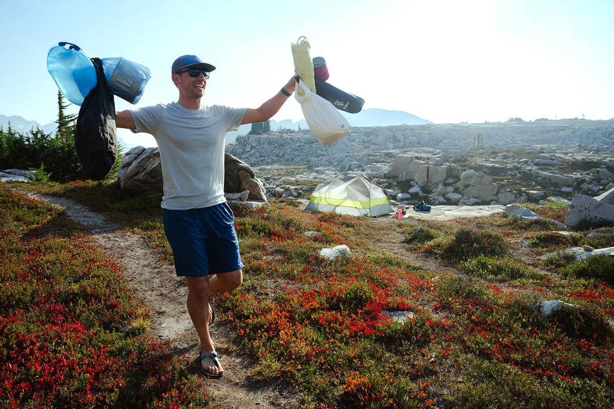 Carrying stuff sacks to camp