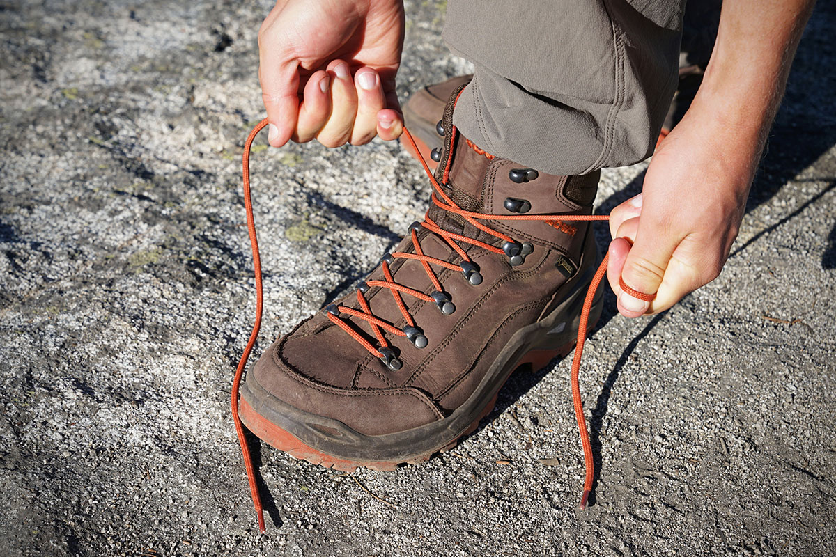 Waterproof Hiking Boots (lacing up the Lowa Renegade Evo GTX)