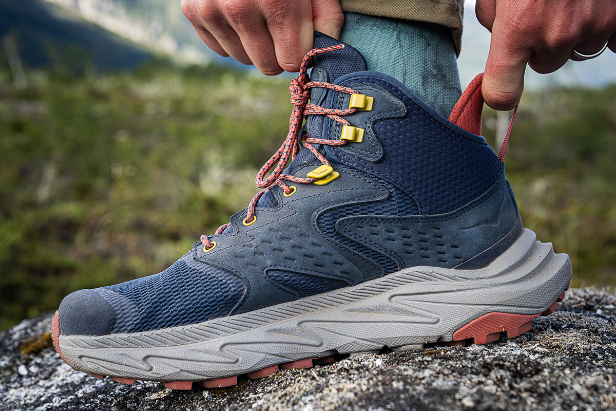 Waterproof Hiking Boots (side of Hoka Anacapa Mid GTX)